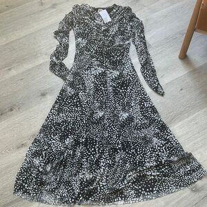 Black and White Long Sleeve Dress